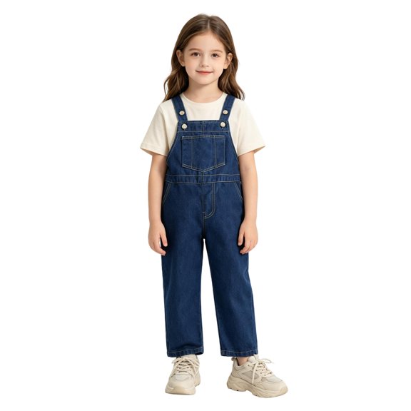 XINXIAOO Kids Girls Boys Sleeveless Wide Leg Overalls Cute Denim Long Overalls with Pockets Outfits Size 7-8 Years