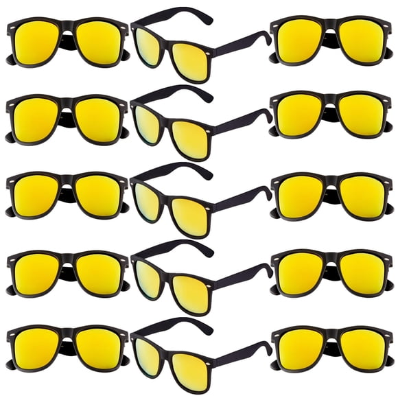 Lentes de Sol Amarillos para Fiesta al Por Mayor para Adultos Estilo 80s Paquete de 15 UV400