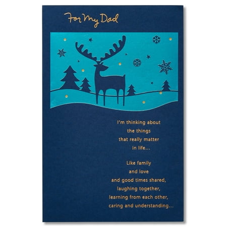 Foil Print Christmas Cards American Greetings Moose Christmas Greeting Card for Dad with Foil ()