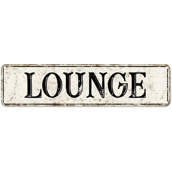 Lounge Tin Sign Farmhouse Personazlied Metal Wall Art Farmhouse Style Decor Rustic Street Sign 4"x16" Rust-Proof Chic Decoration Sign for Outdoor Porch Patio Kitchen Garden