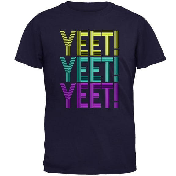 Retro Repeat Yeet 70s 90s Mens T Shirt Navy MD