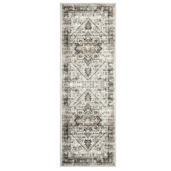 GlowSol 2' x 6' Vintage Boho Runner Rug Kitchen Hallway Runner Rug Machine Washable Non-Slip Bedsides Runner Rug for laundry Room, Camel
