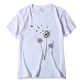 thumbnail image 2 of Hauts d'Été pour Femmes, Blouses Décontractées Élégantes 2024, T-Shirts à Manches Courtes Imprimés, Col Rond, Ample, Blanc, 2 of 5