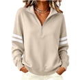 thumbnail image 6 of Hurxie Women's Varsity Striped Sweatshirt Oversized Lightweight Knit Pullover Drop Shoulder Crew Neck Long Sleeve Casual Sweatshirts, 6 of 6