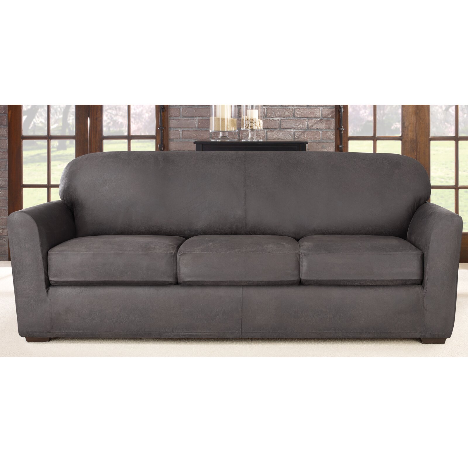 Ultimate Stretch Box Cushion Sofa Slipcover, Upholstery Material: Polyester Blend, Upholstery Material Details: Faux suede - image 2 of 6