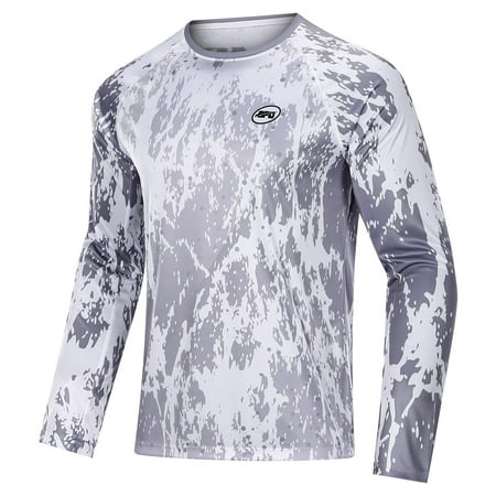 Mens Fishing Shirts UPF 50+ Sun Protection Long Sleeve Shirts for Men Gray XXL