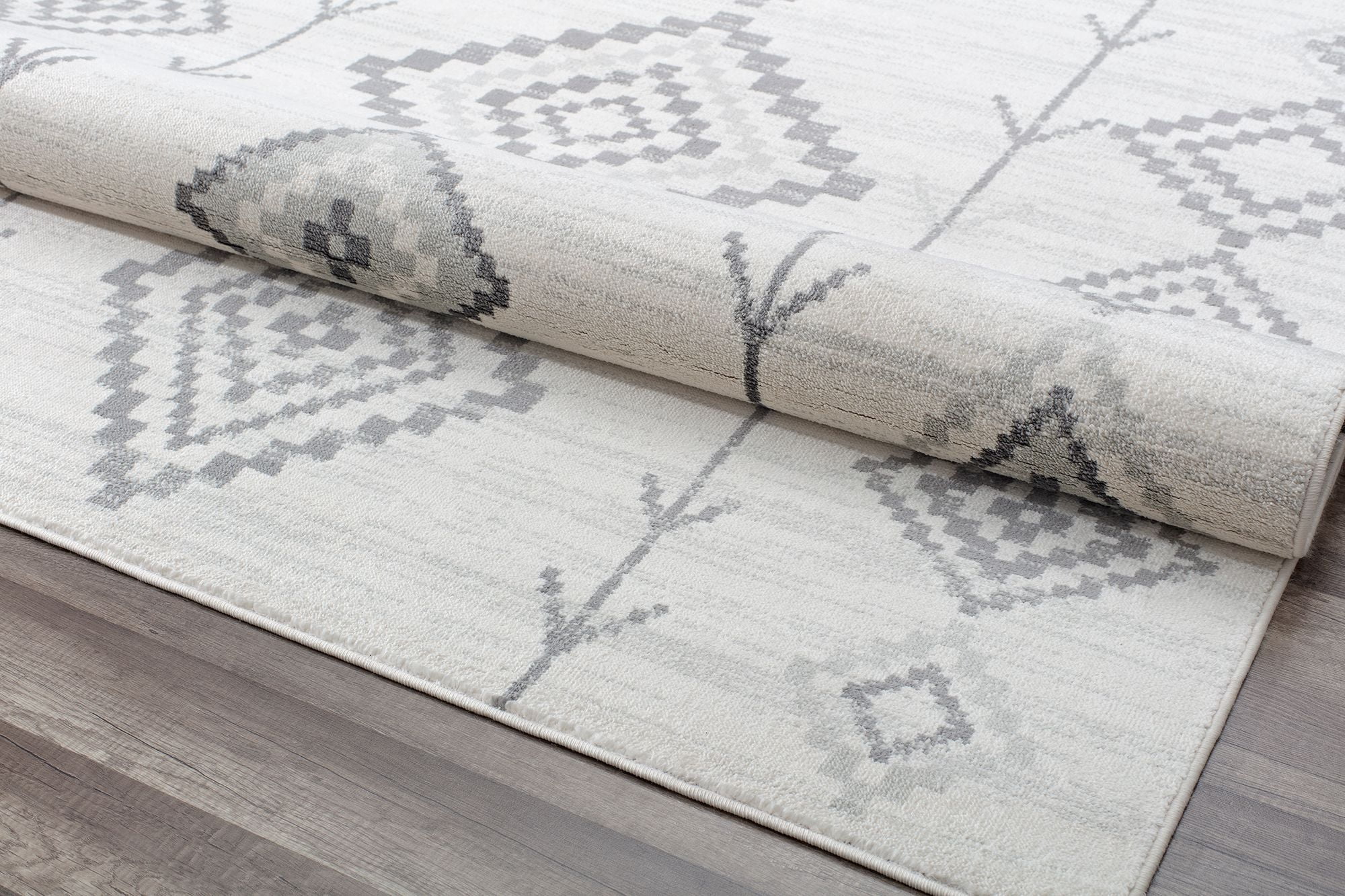 Soleil BR15L Native White Tribal Moroccan Light Gray Area Rug, 8'9"x12'