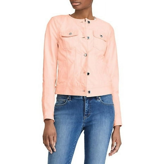 Lauren Ralph Lauren Leather Trucker Jacket Blush 4