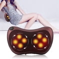 thumbnail image 4 of 8 Kneading Rollers Heating Neck Shoulder Back Massage Pillow Cushion Brown European Standard, 4 of 5