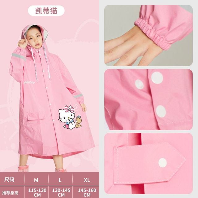 Sanrios Hello Kitty Children s Raincoat Cute Cartoon Boys Girls Full Body Waterproof Primary School Students Special Rain Poncho