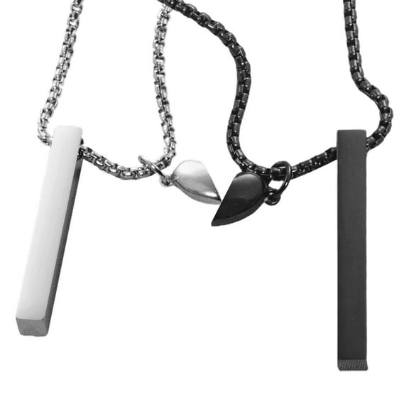 HOOWIFFY Stainless Steel Matching Necklace Set for Men and Women, Couples Jewelry