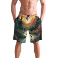 thumbnail image 4 of Dailycode Men's Quick Dry Swim Trunks Beach Shorts Casual Summer Board Shorts with Pockets, Forest Deer Sunset, 4 of 8