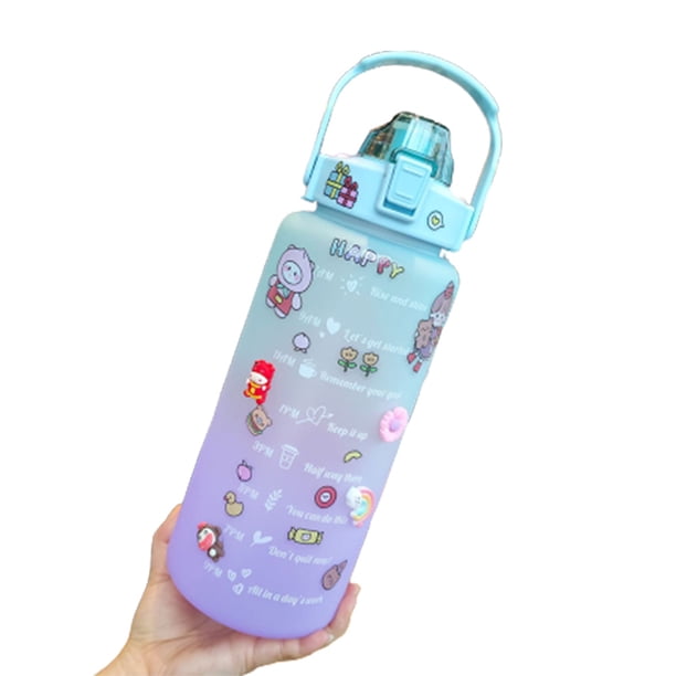 Taza de fitness de 2000 ml con jarra de agua de fitness de escala de tiempo con pajita portátil para gimnasio JShteea El nuevo