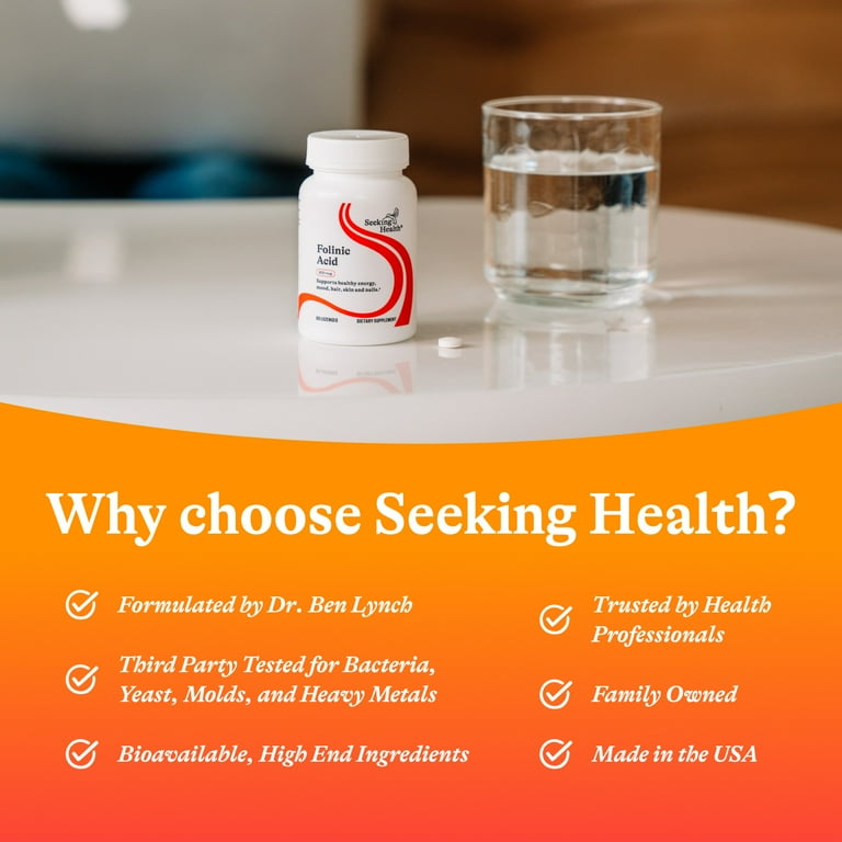 Seeking Health Folinic Acid Lozenge, 800 mcg Folate, Non