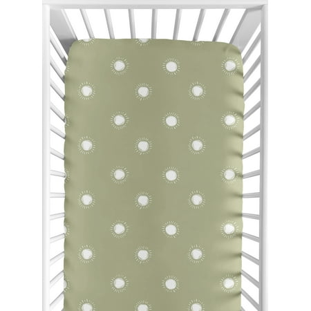 UPC: 0846480089919 | Boho Sun Sage and White Fitted Crib Sheet by Sweet Jojo Designs