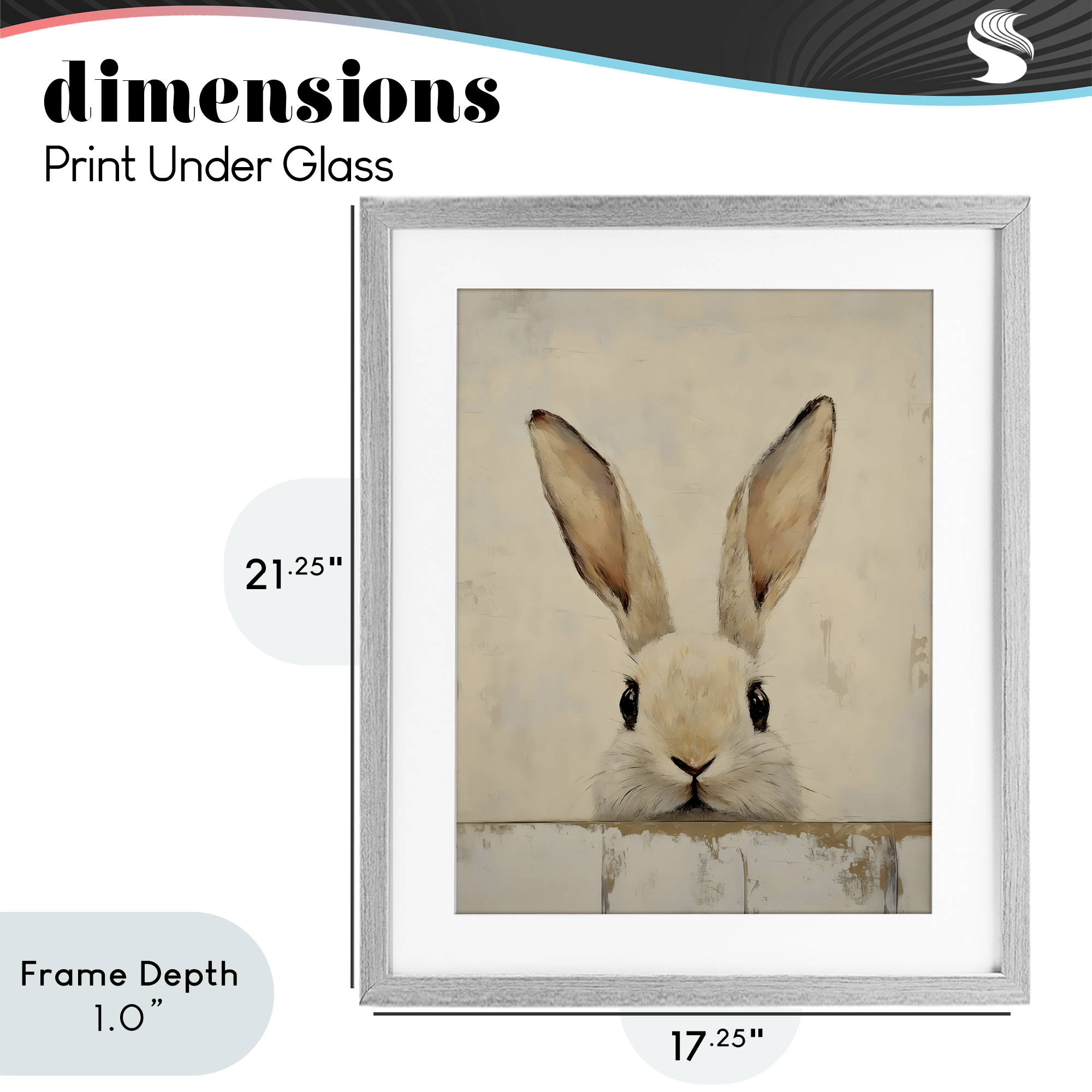 Stupell Industries Peeking Bunny in Soft Neutrals Gray Framed Print Under Glass, design by LSR Design Studio