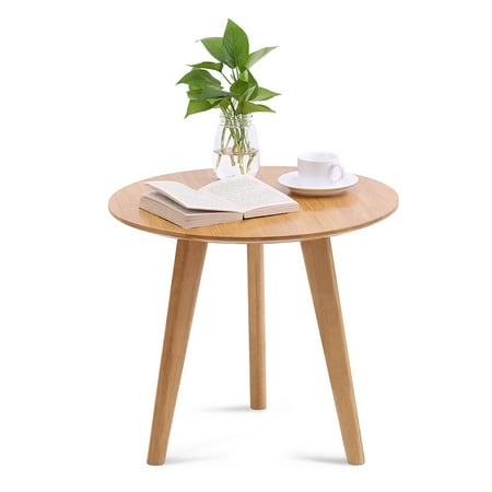 Teak Tea Table - Tbest Bamboo Round End Table Sofa Side Table, Wooden Coffee Tea Table, Round End Table, Round Tea Table