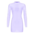 thumbnail image 3 of RUNQHUI Robe Moulante à Manches Longues Brillante pour Femmes Col Montant Lisse Extensible Mini Robes Légères_violet TG, 3 of 6