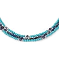 thumbnail image 1 of Sterling Silver Ss Iolite/Lapis Quartz/Recon. Turquoise 3-Strand With 2In Ext. Necklace (18 X 2.5) Made In Thailand qh5437-18, 1 of 5