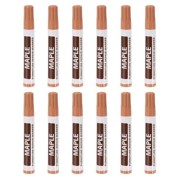 Uxcell Furniture Repair Wood Markers, 12 Pack Maple Touch Up Filler Sticks, Oil Based Paint Markers for Scratches, Wood Floors