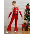 thumbnail image 4 of TiaoBug Kids Girls Christmas Sleeveless Velvet Sequins Party Jumpsuit Ballet Dance Leotards Outfits Red 14, 4 of 7