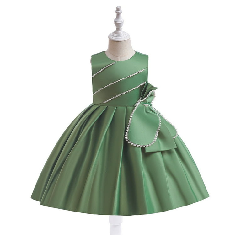 Cute Baby Girl Dresses 12 Months Toddler Girls Sleeveless Solid Color Bowknot Ruffles Party Evening Dress Wedding Dress Dress 12 Months Walmart