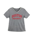 thumbnail image 7 of Women's Gameday Couture Gray Boston University Iconic Edge Rhinestone V-Neck T-Shirt, 7 of 7