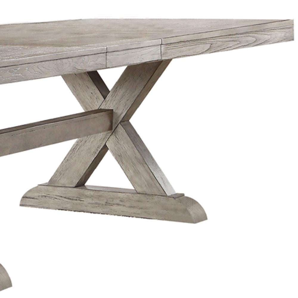 Acme Furniture Rocky Dining Table, Gray Oak. (Chairs Separately