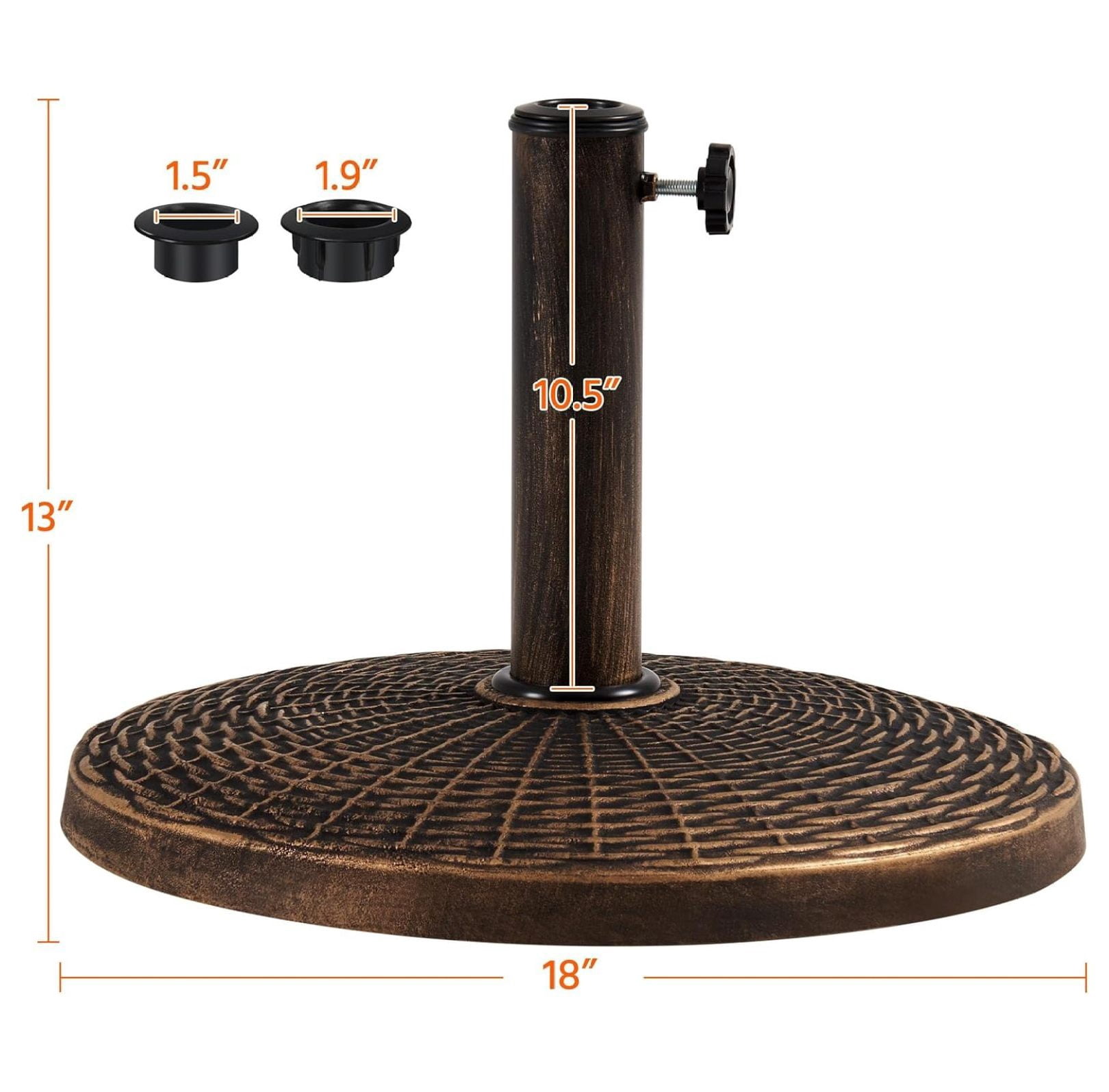 Umbrella Base 22 lbs Heavy Duty Outdoor Patio Resin Umbrella Stand for Deck, Garden - Bronze