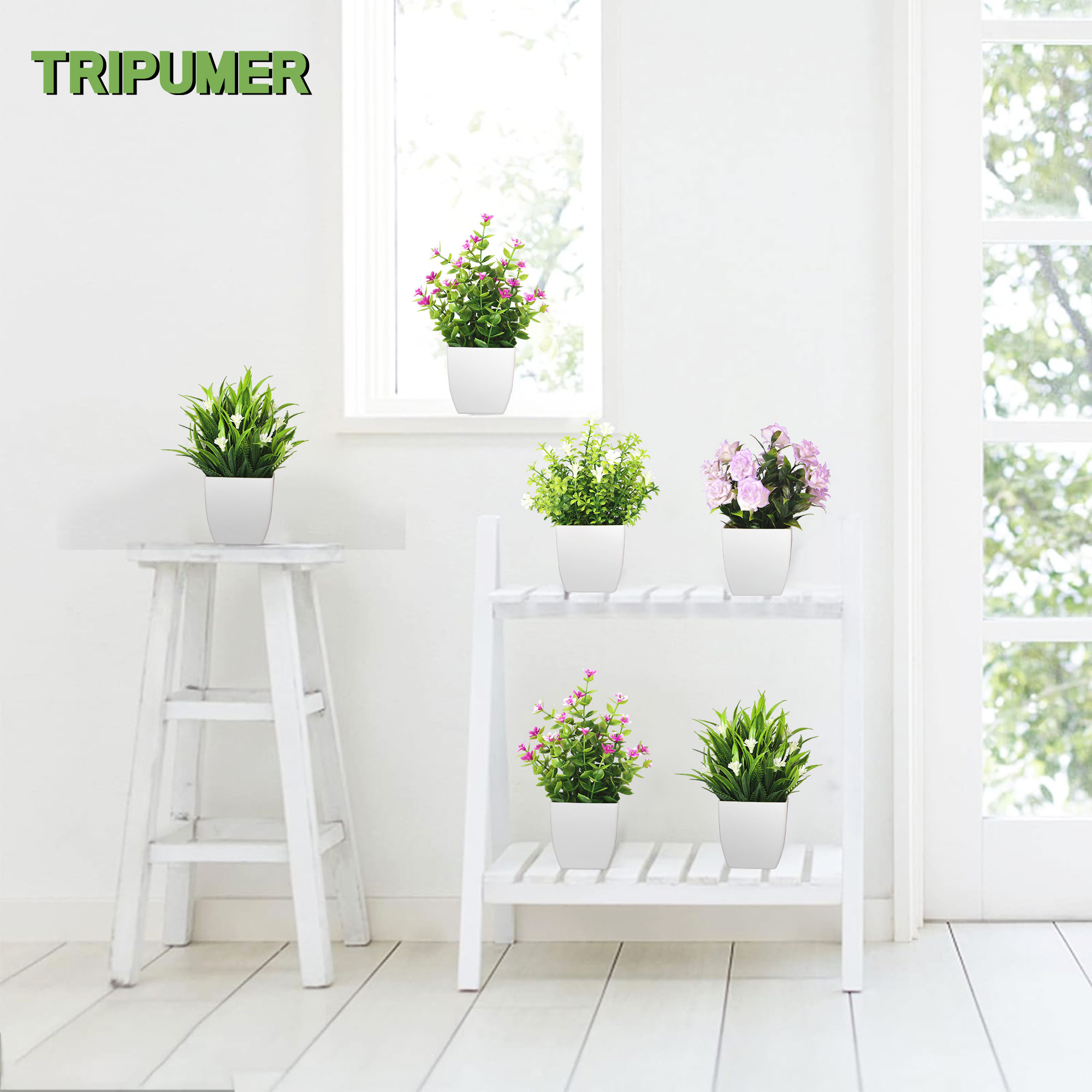 Semfri 4-Pack Mini Artificial Potted Plants, Farmhouse Decor photo 5