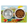 thumbnail image 1 of Animal Pet Mat for Food and Water, Cartoon Baby Safari Wild Animals in a Train with Striped Backdrop Toys Artwork Print, Non-Slip Rubber Mat for Dogs and Cats, 18" X 12", by Ambesonne, 1 of 2