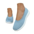 thumbnail image 3 of XIMIN Women's Woven Orthopedic Breathable Comfortable Walking Sneakers with Arch Support Wide Fit Slip on Tenis Comfy Work Slip Ins Loafers Soft Foam Footwear (8, Blue), 3 of 8