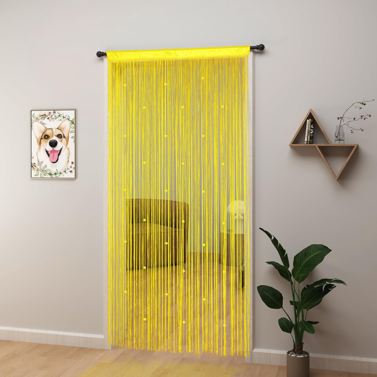 UniVerse Beaded Curtain Beaded Curtains for Doorways Crystals Suitable for Interior Decoration and Partitions Hippy Closet Curtains (Yellow, 39"x79")