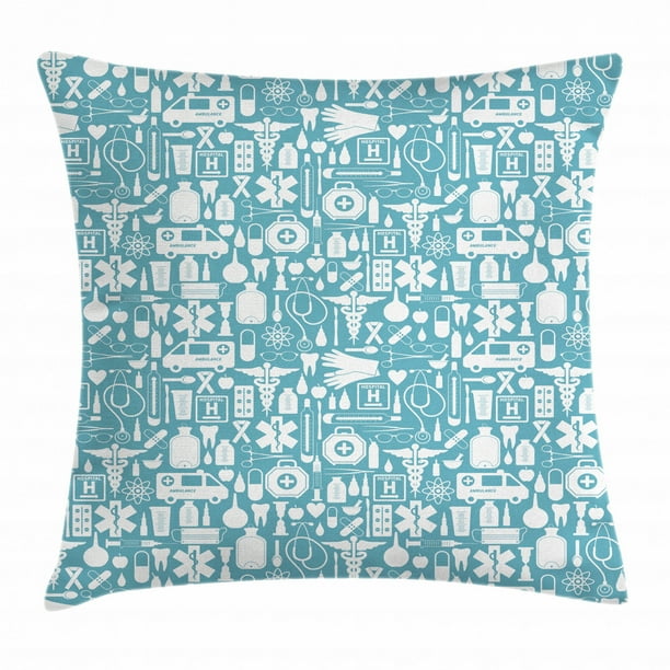 Apothecary Throw Pillow Cushion Cover Medication Hospital Health Care Ambulance Emergency Surgeon Doctor Illustration Decorative Square Accent Pillow Case 20 X 20 Inches Blue White By Ambesonne Walmart Com Walmart Com
