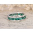 thumbnail image 3 of HeartsAndYou 3ct Natural Emerald & Diamond Wedding Band Full Eternity 14k SOLID White Gold, 3 of 9