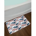 thumbnail image 2 of Floral Bath Mat, Vintage Flowers in Bloom on Plain Background, Plush Bathroom Decor Mat with Non Slip Backing, 29.5" X 17.5", Rust Dark Blue, by Ambesonne, 2 of 2