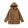 thumbnail image 4 of Enjoytime Fleece Jacket Women Long Sleeve Textured Zip Up Hooded Coat Fall Winter Warm Soft Comfy Casual Mid Length Outerwear, 4 of 7