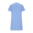 thumbnail image 7 of FengLS Women's Mini Dress Casual Loose Cotton-Linen Dress with Pockets Summer Lightweight Solid Color Homewear Short Dress Comfy V-Neck Short Sleeves Mini Dress, 7 of 7