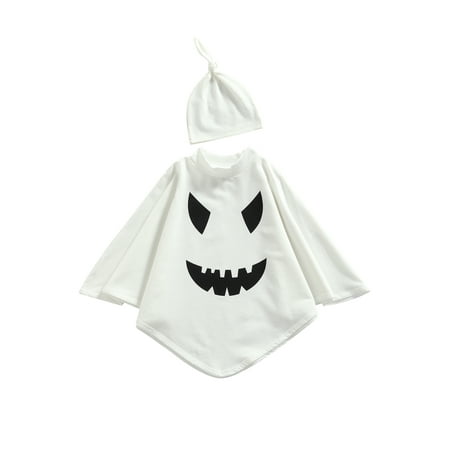 

1-6Y Children Halloween Clothes Set Cartoon Round Neck Long Sleeve Cloak + Hat for Kids Boys Girls Loose Casual Festival Clothes