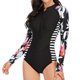 thumbnail image 1 of Women Wetsuit Long Sleeve Sun Protection Front Zip Black Diving Suit for Swimming Surfing Black XXL, 1 of 4