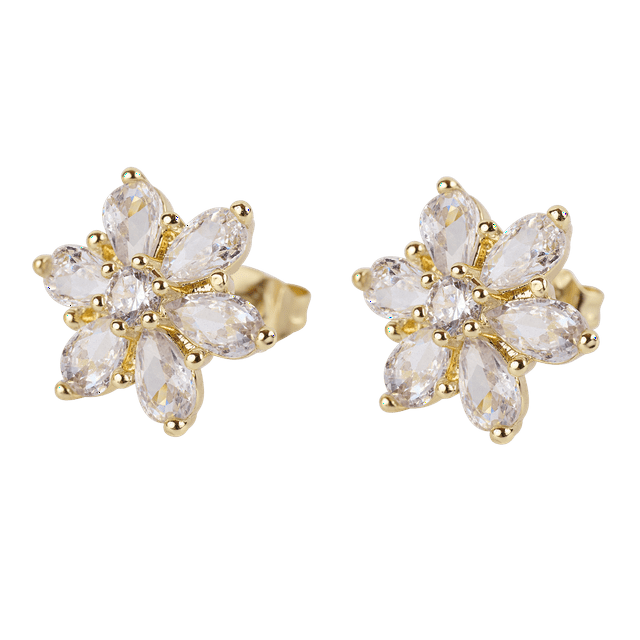 Aretes para Mujer LuckyLy Oro 14k con Zirconias Modelo Gia Dorado UNITALLA