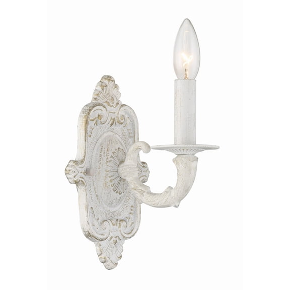 Crystorama Paris Market 1 Light Antique White Sconce - 9.75'' W x 5'' H x 6.25'' D