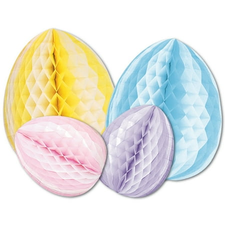 Easter Table Centerpieces Club Pack of 12 Easter Themed Multi-Colored Honeycomb Tissue Egg Decorative Table Centerpieces 12
