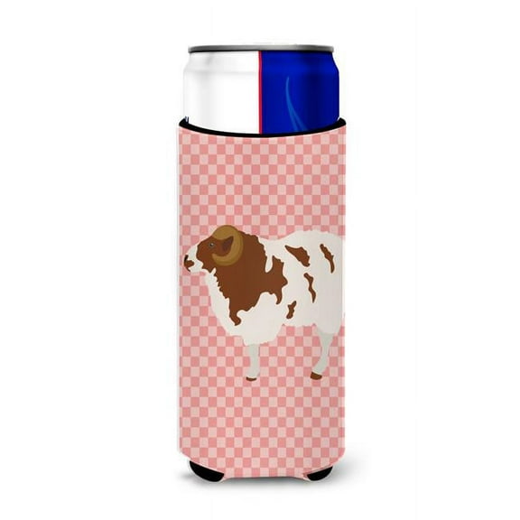 Carolines Treasures BB7975MUK Jacob Sheep Pink Check Michelob Ultra Hugger for Slim Cans
