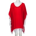 thumbnail image 6 of Mifelio Swimsuit Coverup for Women Up Bikini Tassels Women Beach Chiffon Cover Swimwear Loose Trim Kaftan Beach Towel Beach Cover Ups for Women Red One Size, 6 of 7