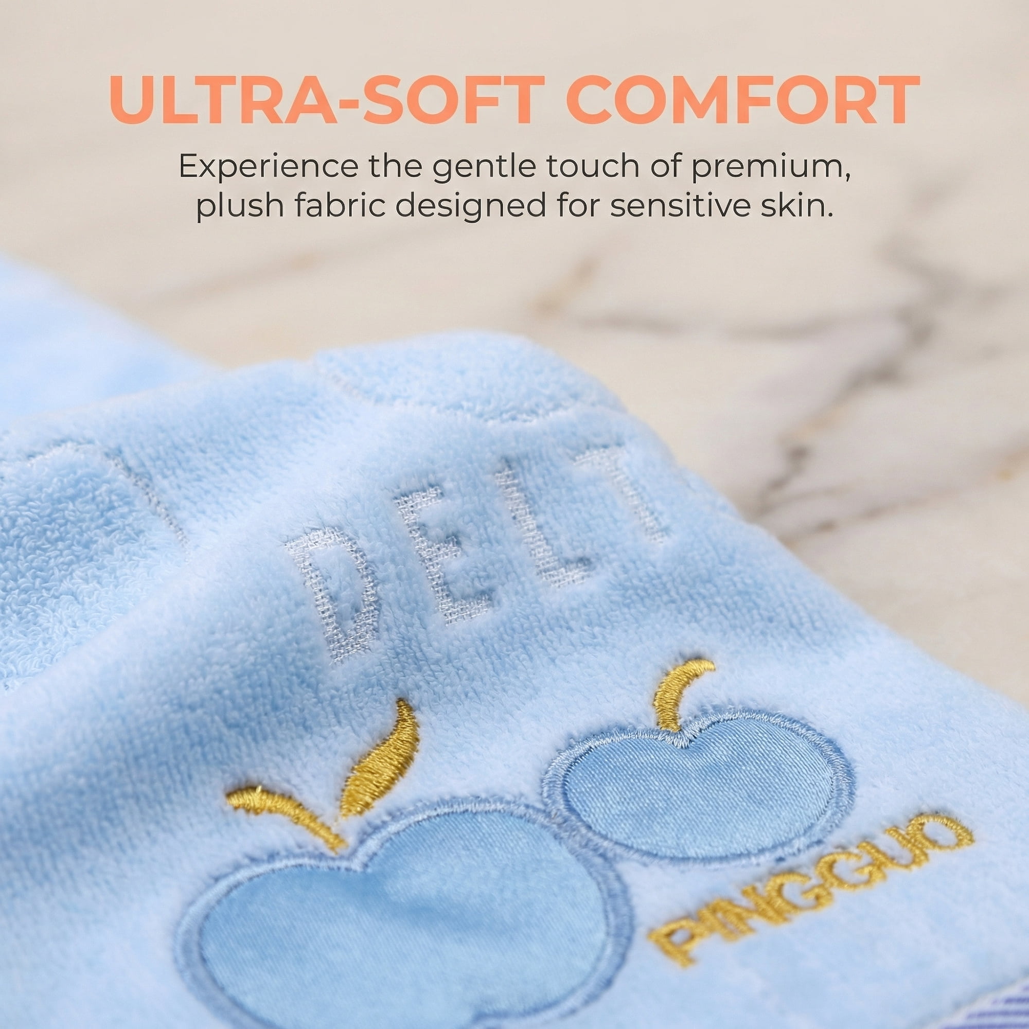 Unique Bargains Cartoon Embroidered 29" x 13" Soft Absorbent Hand Towels Blue 4pk