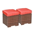 thumbnail image 3 of OC Orange-Casual Outdoor Footstools, Patio Ottoman, Small Footrest Seat, Orange Cushions, 2 Pieces, 3 of 7