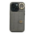 thumbnail image 1 of For Iphone 15 Brushed Texture Wallet Ring Holder Phone Case(Grey), iPhone 13, 1 of 7