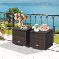 thumbnail image 4 of Costway 2PCS Patio Rattan Ottomans Seat Side Table Storage Box Footstool with Cushion Black, 4 of 10