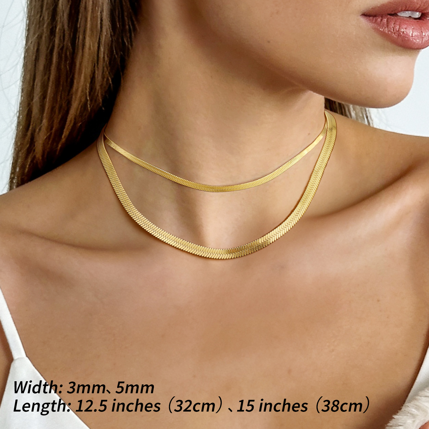 FindChic 14K Gold Plated Layered Herringbone Necklaces photo 4